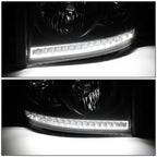 06-09 Dodge Ram LED DRL Headlights - Black Housing Amber Corner