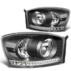 06-09 Dodge Ram LED DRL Headlights Black Housing Clear Corner