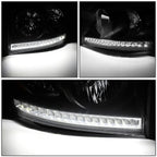 06-09 Dodge Ram LED DRL Headlights Black Housing Clear Corner