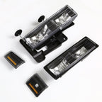 1994-2000 GMC C10 8PC Black Housing Amber Corner Headlights