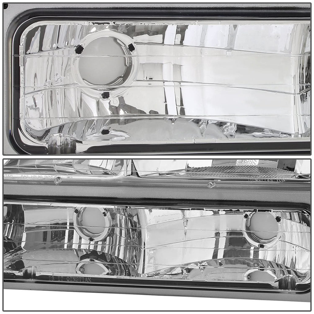 94-00 GMC C10 Chrome Housing Headlights w/ Amber Corner 8PC Kit