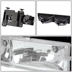 88-93 Chevrolet C10 Chrome Housing Clear Corner 8PC Headlight Set