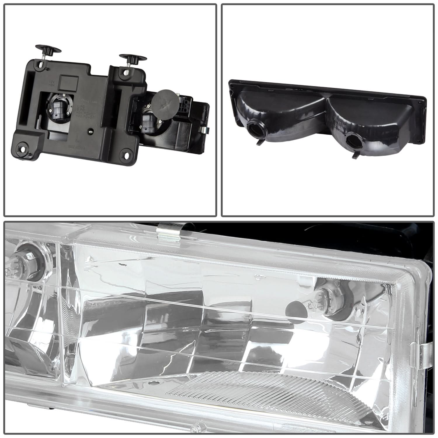 88-93 Chevrolet C10 Chrome Housing Clear Corner 8PC Headlight Set