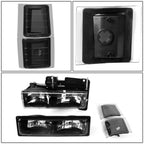 94-98 Chevrolet C10 Black Housing Headlights with Clear Corners 8PC