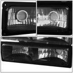 94-98 Chevrolet C10 8PC Black Housing Headlights w/ Amber Corner