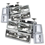 94-98 Chevrolet C10 8PC Chrome Housing Clear Corner Headlights