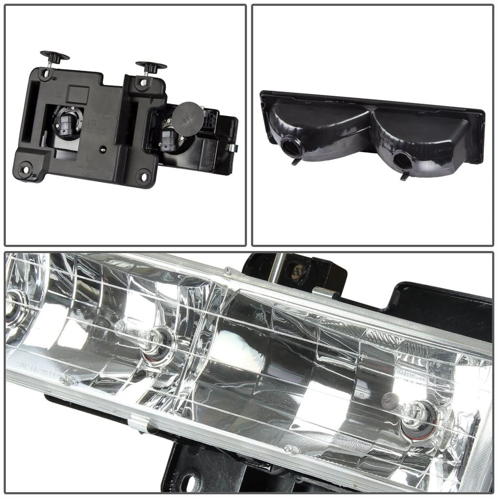 94-98 Chevrolet C10 8PC Chrome Housing Clear Corner Headlights