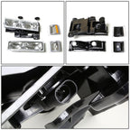 94-98 Chevrolet C10 Chrome Housing Headlights w/ Amber Corner 8PC