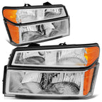 04-12 Chevy Colorado Chrome Headlights w/ Amber Corner 4PC Set
