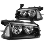 06-10 Dodge Charger Black Housing Clear Corner Headlights 4PC
