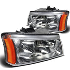 03-06 Chevy Silverado Avalanche Chrome Headlights w/ Amber Corner