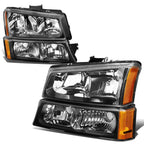 03-06 Chevrolet Silverado/Avalanche Black Housing Headlights 4PC Set