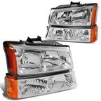03-06 Chevy Silverado/Avalanche Chrome Headlights 4PC Set 9005/9006