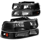 99-06 Chevrolet Silverado Suburban Tahoe Black Amber Headlights 4PC