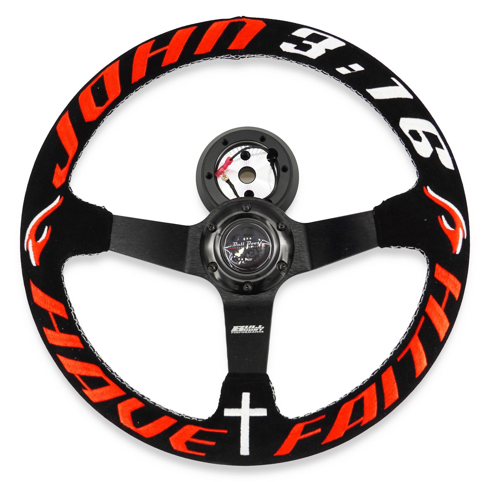 John 350mm Steering Wheel + Short Hub Adapter Kit For Mazda Miata RX-7 RX-8 MX-3 MX-6 - Bull Boost Performance