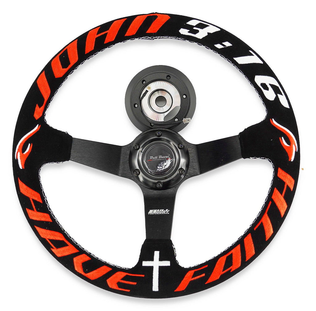 Have Faith Suede Deep Dish Steering Wheel Short Hub Adapter Kit For 2022+ GR86 Subaru BRZ FRS tC xB xD - Bull Boost Performance