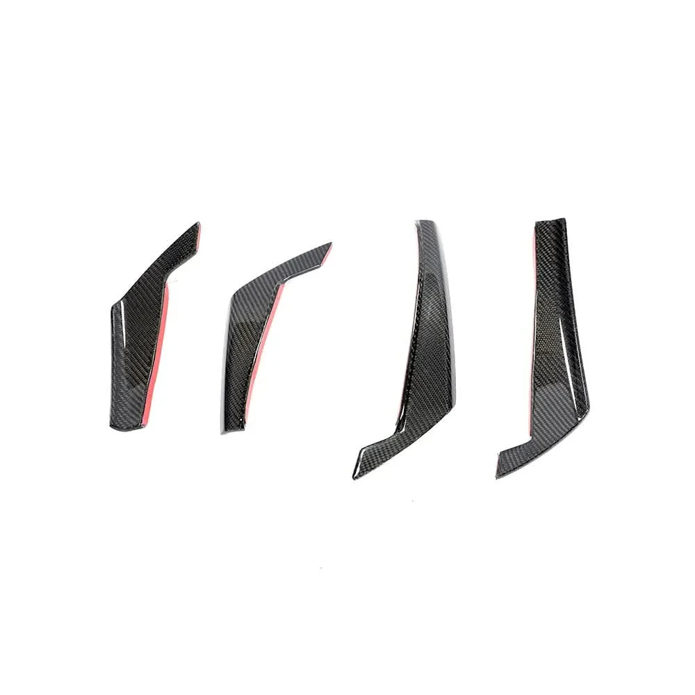 Audi A4 / RS4 B9 (2017-2020) Carbon Fiber Front Canards – RS4 Style Aftermarket Bumper Fins (4PC)