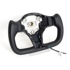 Leather Yoke Heated Steering Wheel for Tesla Model 3/Y Carbon Patches