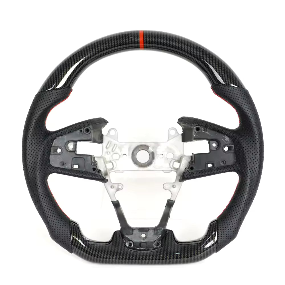 LED Carbon Fiber Steering Wheel for Honda Civic 10th Gen Type R FK8 2017–2021 Full Leather Hydro-Dip Carbon Fiber