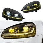 Dual-Color Smoked LED Headlights for Volkswagen Golf Mk5 2006-2010