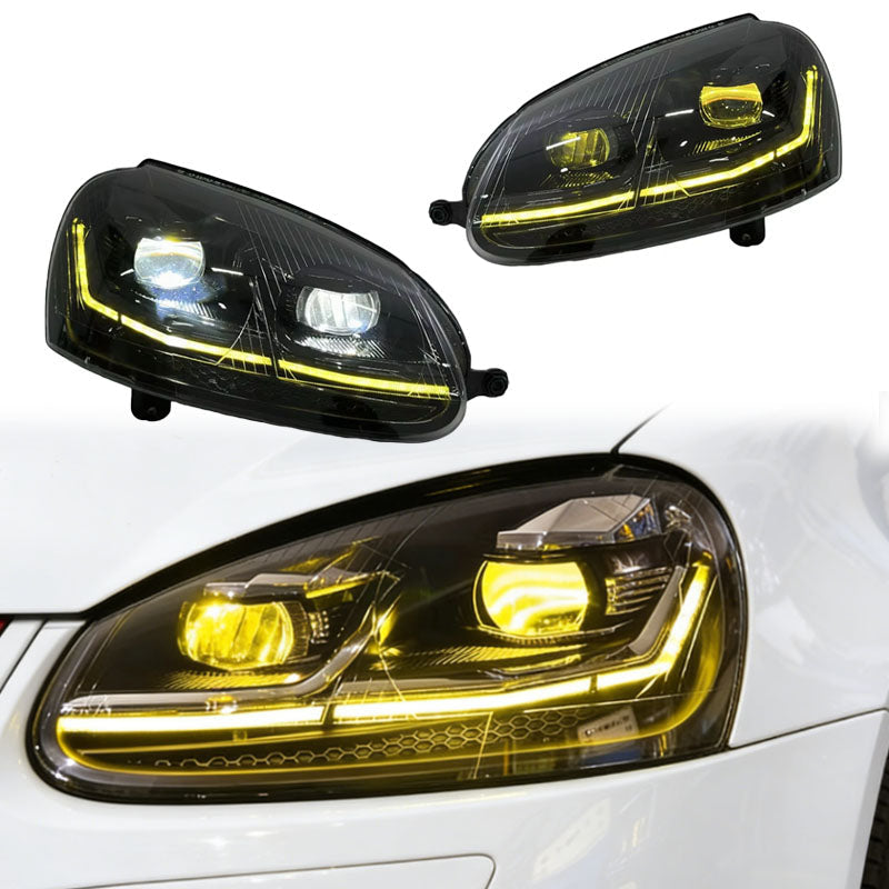Dual-Color Smoked LED Headlights for Volkswagen Golf Mk5 2006-2010