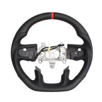 Black Full Leather Heated Steering Wheel with Red Center Stripe for Ram 1500 Rebel 2019-2024