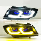 BMW 3 Series E90 LED Headlight Assembly with Dual-Color DRL 2005 - 2012
