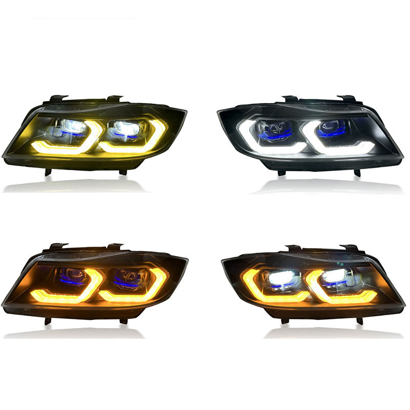Dual Color LED Laser Headlights Assembly for BMW 3 Series E90 (2005–2012)