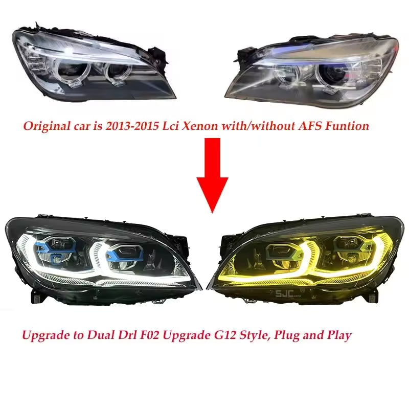 G12 Style Dual-Color LED Headlights for BMW 7 Series F01/F02 2009-2015
