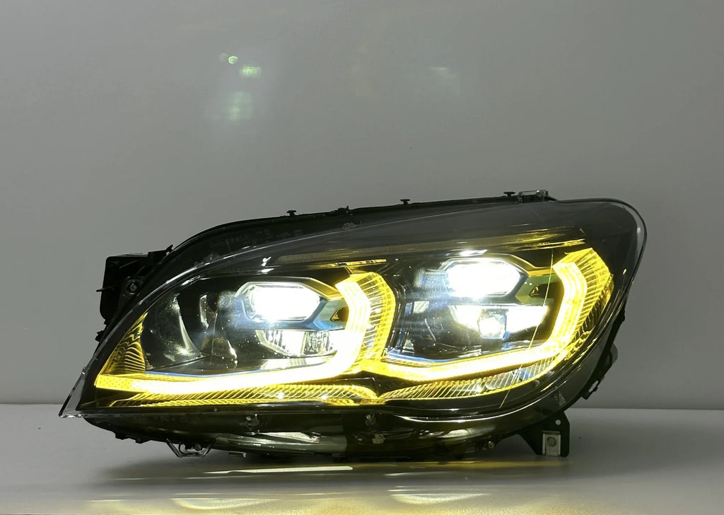 BMW 7 Series F02 G12 Style LED Headlight Assembly with Dual-Color DRL (Yellow / White) 2013 - 2015 (Replaces 63117228423)