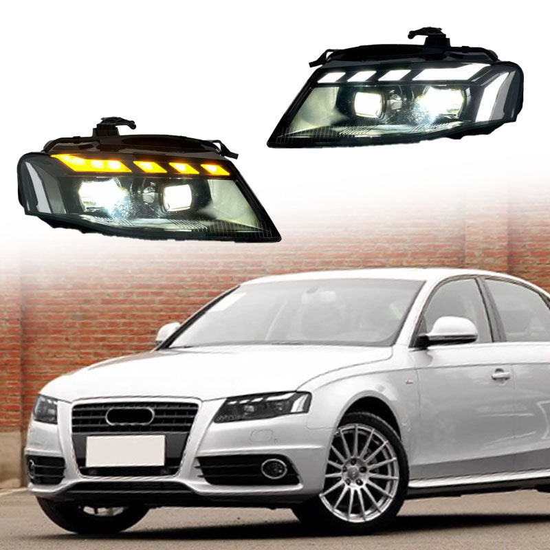 LED Headlights Assembly for Audi A4 B8 (2008–2012) | RS Style Upgrade | LED Daytime Running Lights | Plug & Play
