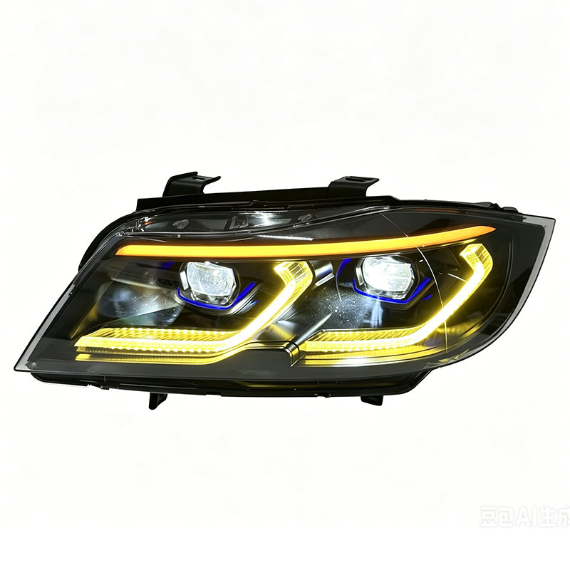 BMW E90 Tri-Color DRL LED Headlights Smoked Upgrade 2005–2011