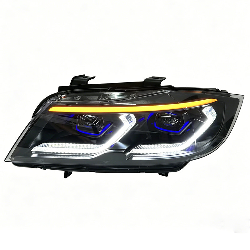 BMW E90 Tri-Color DRL LED Headlights Smoked Upgrade 2005–2011