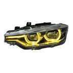 BMW 3 Series F30 / F31 / F35 V3 Silver Tri-Color LED Headlight Assembly (White / Yellow / Red DRL / LCI Style Look) 2012 - 2018 (Replaces 63117314531)