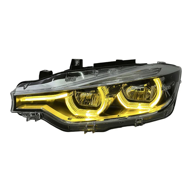 BMW 3 Series F30 / F31 / F35 V3 Silver Tri-Color LED Headlight Assembly (White / Yellow / Red DRL / LCI Style Look) 2012 - 2018 (Replaces 63117314531)