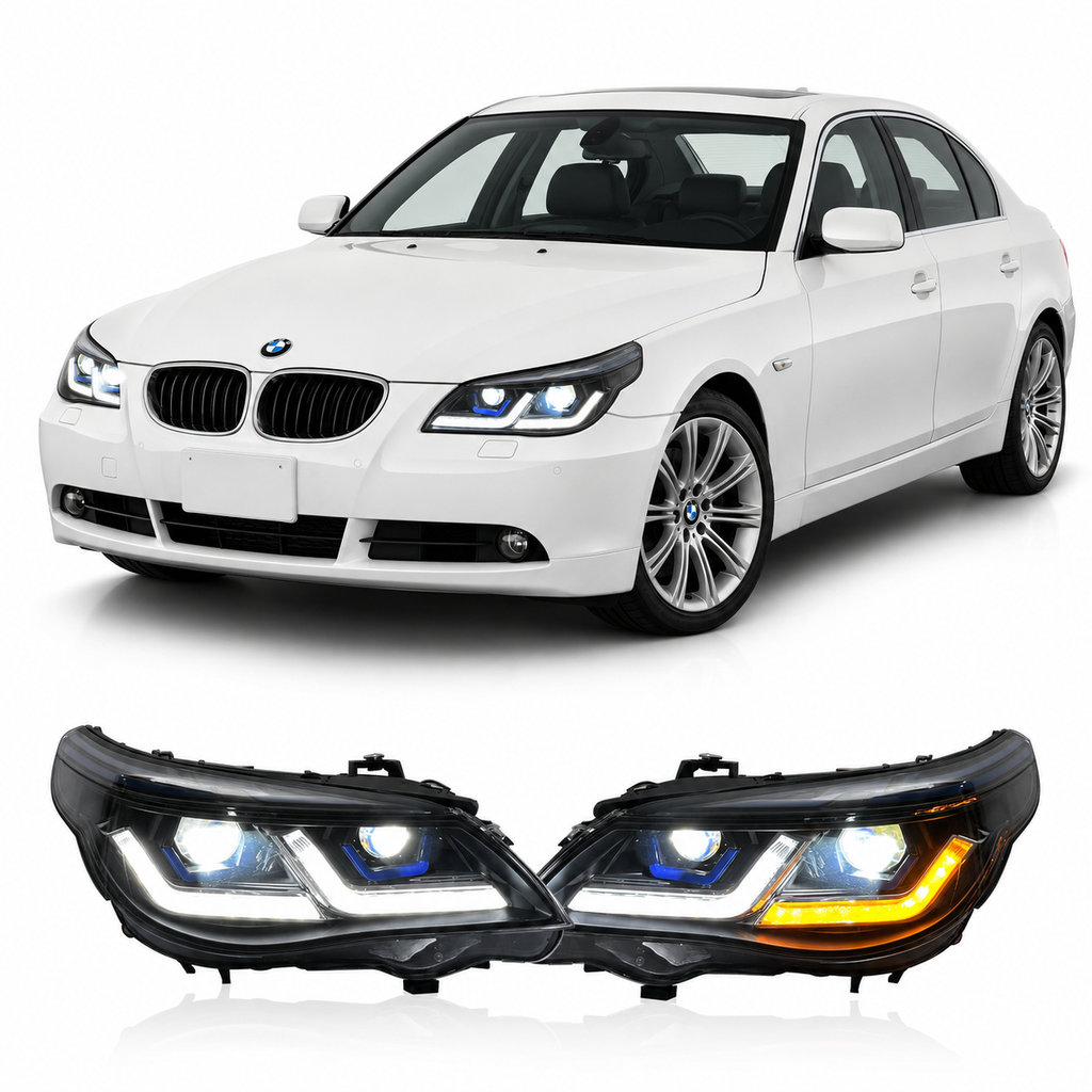 Dual Color Laser Style Headlights Assembly for BMW 5 Series E60 E61 (2003–2010)