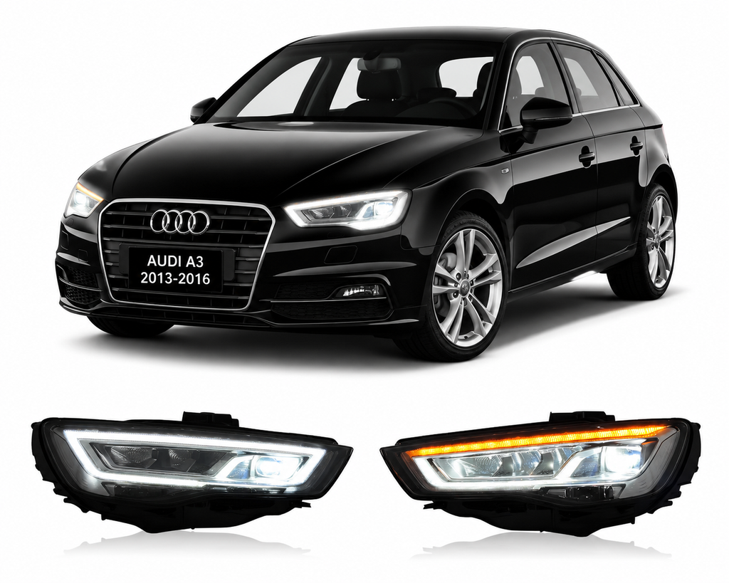 Full LED Headlights for Audi A3 / S3 2013–2016 Plug-and-Play Headlight Assembly