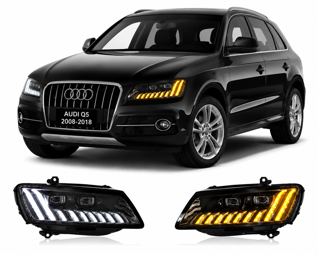 LED Headlights for Audi Q5 2008–2018 Start Animation Plug-and-Play Assembly