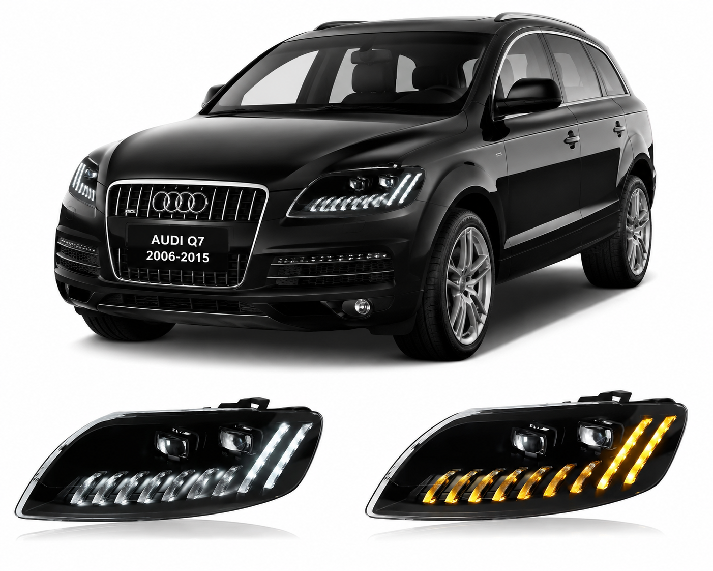 LED Headlights for Audi Q7 2006–2015 Plug-and-Play Headlight Assembly