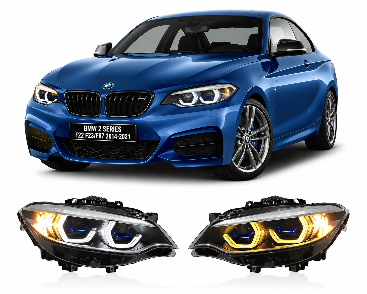 Laser Dual Lens Dual-Color LED Headlights for BMW F22/F23 & F87 M2 2014-2021