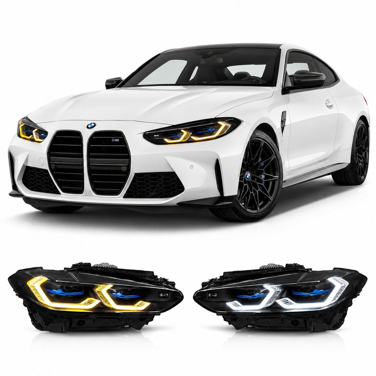 Dual Color Laser Style LED Headlights Assembly for BMW 4 Series G22 / M3 G80 / M4 G82 (2021–2023)