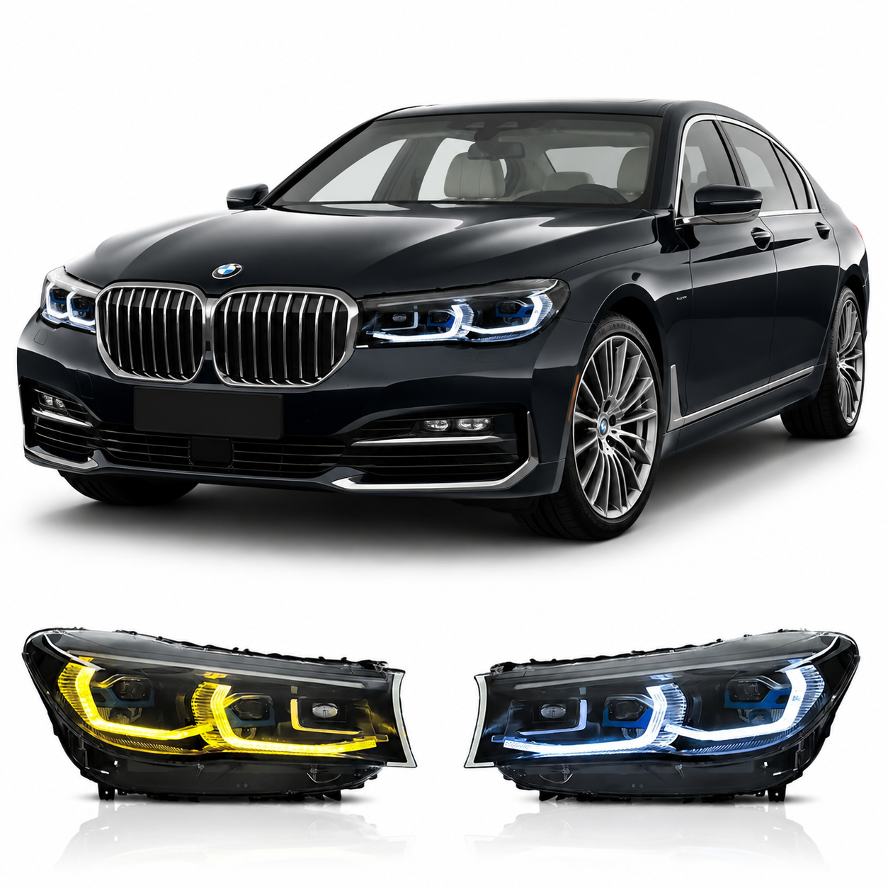 Dual Color LED Headlights Assembly for BMW 7 Series G12 (2016–2018)