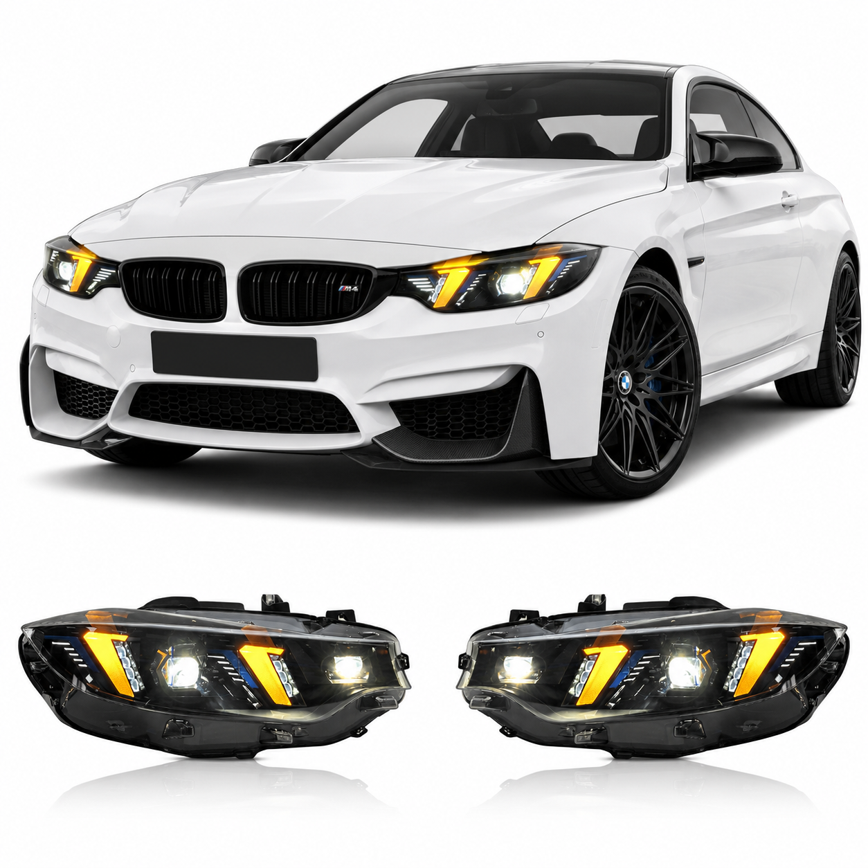 Snake Eye Dual-Color LED Headlights for BMW F32/F36/F80/F82 M3 & M4 2013-2019