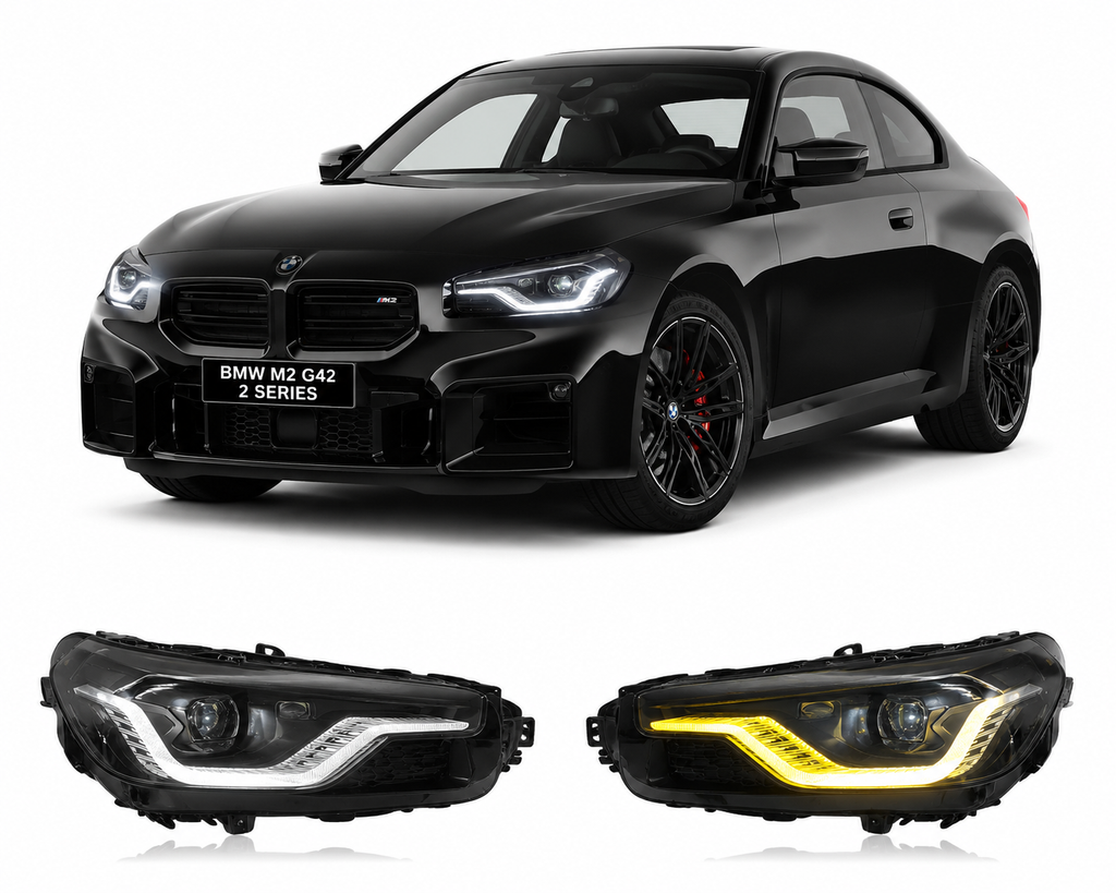 Smoke/Shadow Laser Dual-Color LED Headlights for BMW M2 G42 / 2 Series 2022+