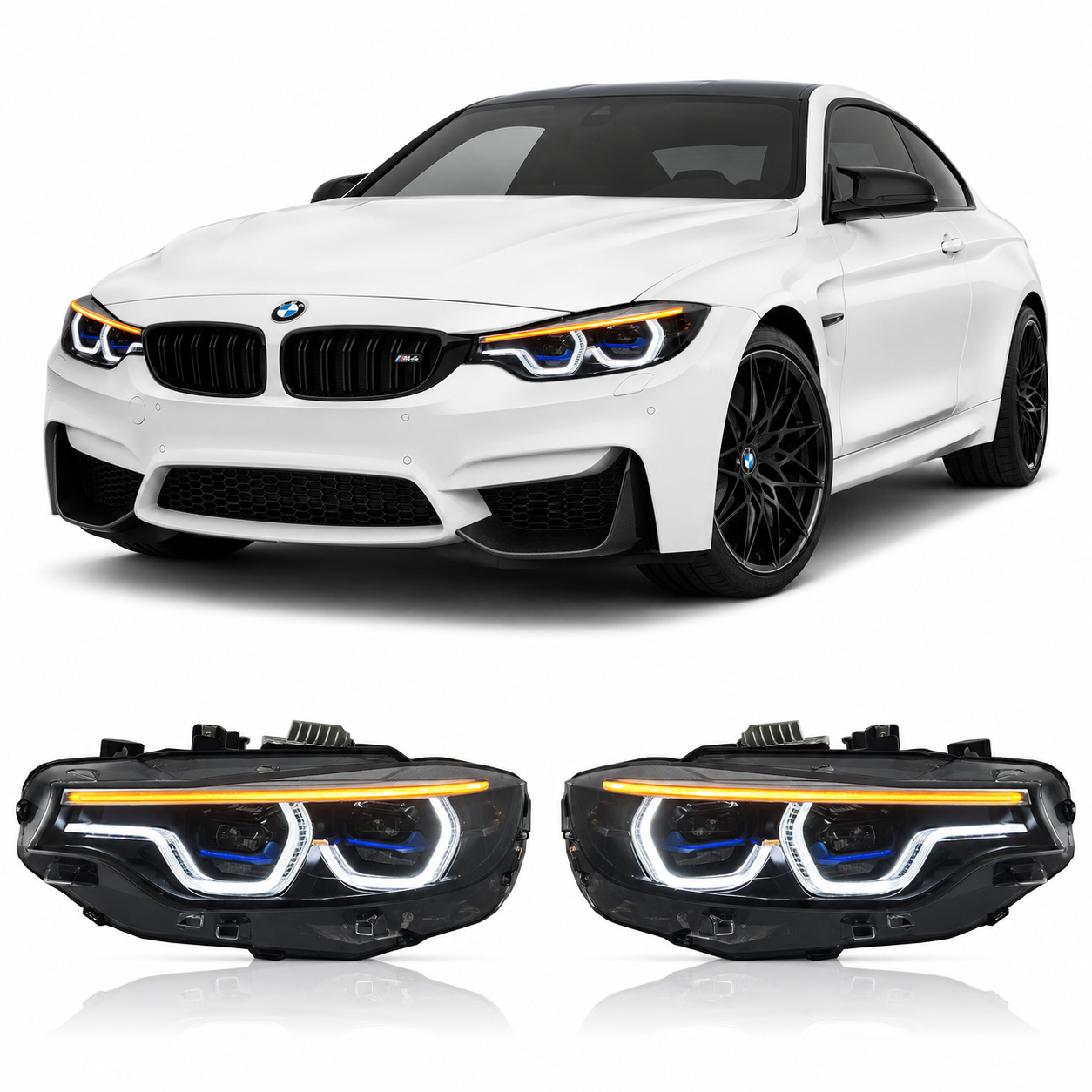V3 IKON Tri-Color LED Headlights for BMW F32/F36/F80/F82 M3 & M4 2014-2020