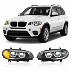 Dual Color Angel Eyes LED Headlights Assembly for BMW X5 E70 (2008–2013)