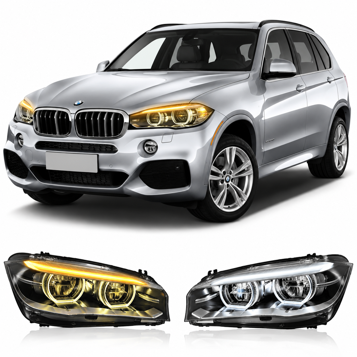 V2 Dual DRL LED Headlights Assembly for BMW X5 F15 (2014–2018)
