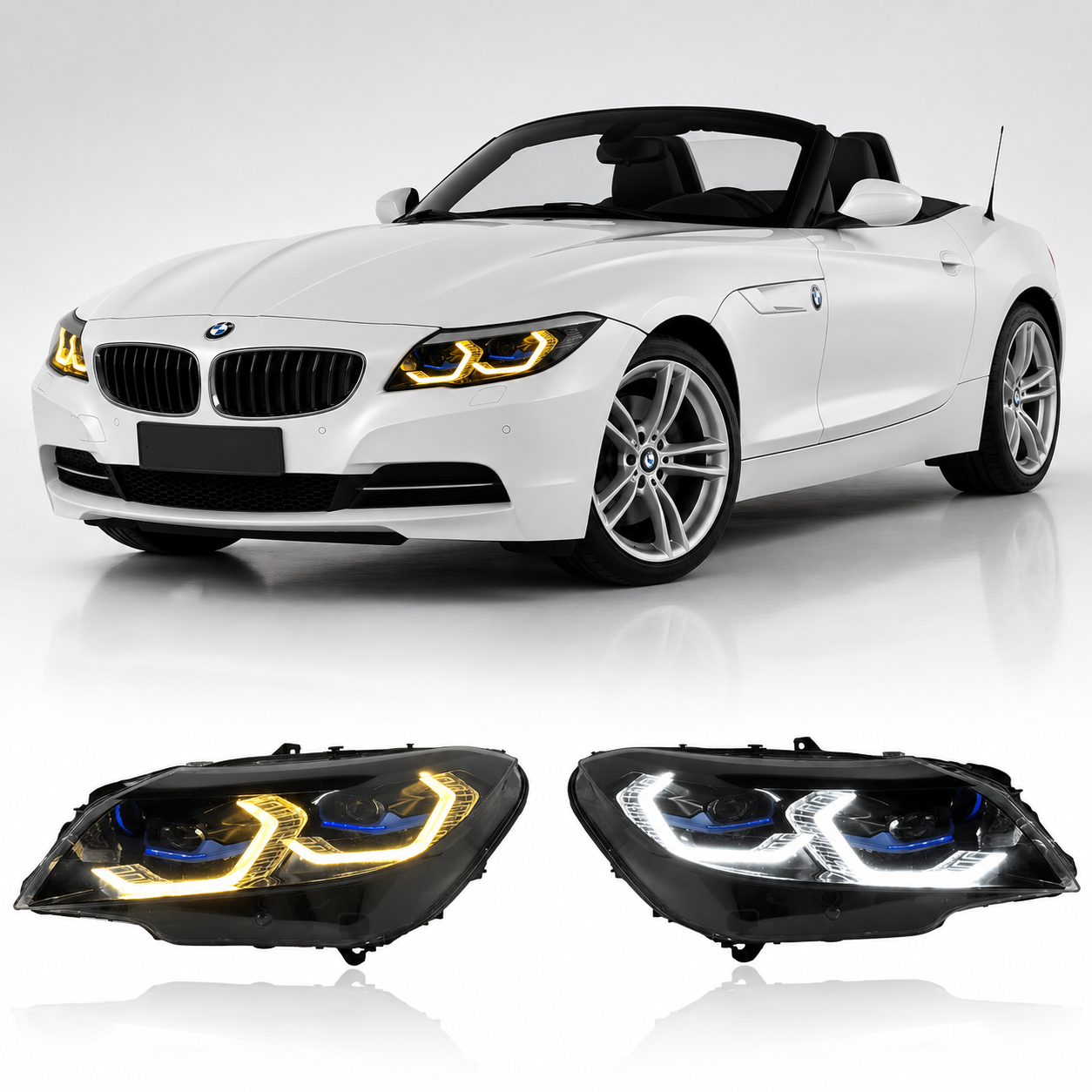 Dual Color LED Headlights Assembly for BMW Z4 E89 (2009–2016) | Laser Style Upgrade | Yellow & White DRL | Plug & Play