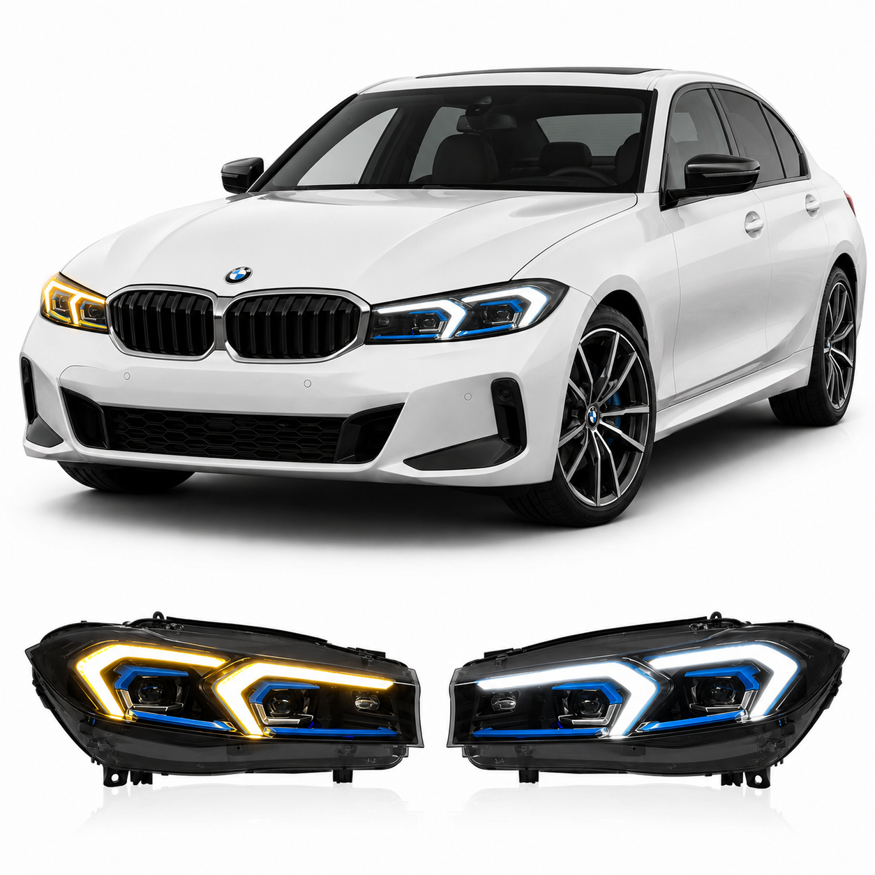 Dual Color LED Headlights Assembly for BMW 3 Series G20 G28 (2023–2025)