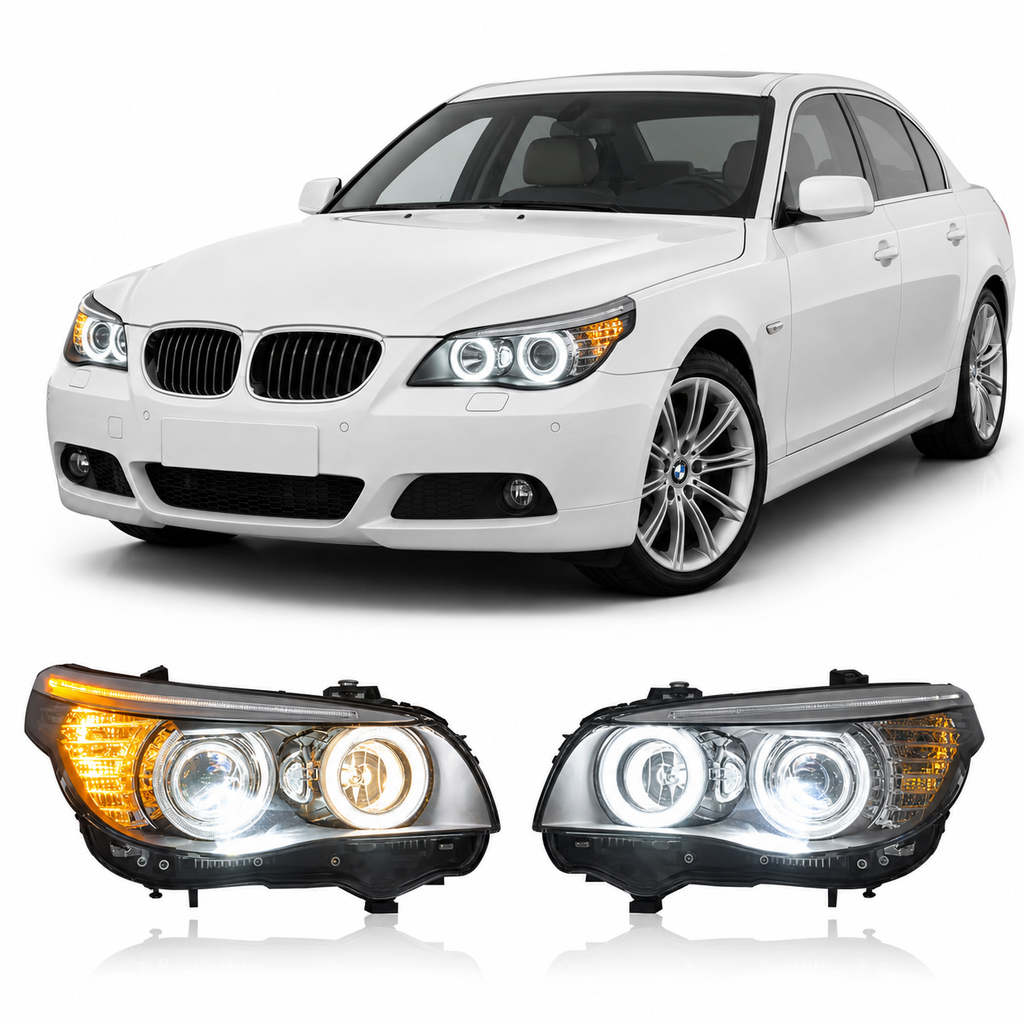 Snake Eyes Dual Color LED Headlights Assembly for BMW 5 Series E60 (2003–2010)
